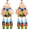 These colorful maple leaves earrings cut out gold and copper earrings will take your breath away