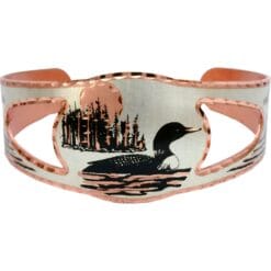 You will definitely attract attention by wearing this pretty lake scene with loon bracelet
