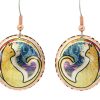 Colorful cat silhouettes earrings with blue floral background