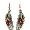 Colorful copper feather earrings handmade in brilliant colors to brighten up your days