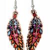 Colorful copper feather earrings will take your breath away