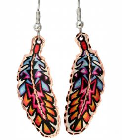 Colorful copper feather earrings will take your breath away