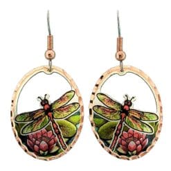 Colorful cut out copper dragonfly earrings perfect choice for women who love nature