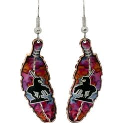 Purchase end of the trail copper feather earrings. Ear wires are hypo-allergic surgical steel, so they are safe to wear for sensitive skin.