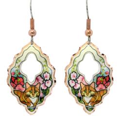Colorful flowers and cute cat earrings for cat lovers