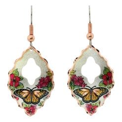 Monarch butterfly earrings handmade from copper in vibrant colors to brighten up your days