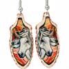 Colorful horse copper feather earrings