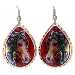 Horse Art Jewelry, Horse Earrings in Vivid Colors