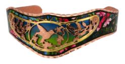 Buy cut out hummingbird bracelet gold and copper plated with colorful copper cuff background