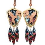Gold & Copper Cut Out Hummingbird Earrings