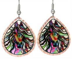 Colorful Watercolor Artwork Horse Earrings
