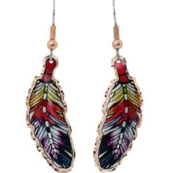 Colorful copper feather earrings are the perfect choice for you!