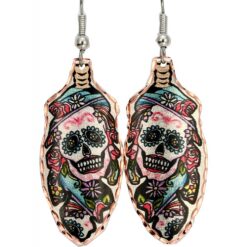 Handmade Day of the Dead Feather Earrings