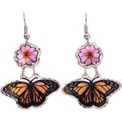 Buy pretty monarch butterfly earrings dangle from beautiful flower