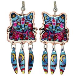 Buy Dangle Cat Earrings Created in Whimsical Artwork