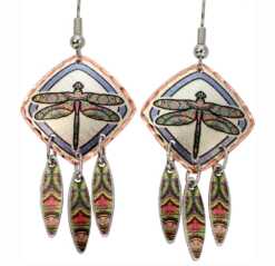 Show-off what you love most with fun to wear colorful dangle dragonfly earrings.