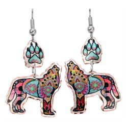 Buy Impressive Art Jewelry, Dangle Wolf and Wolf Paw Earrings