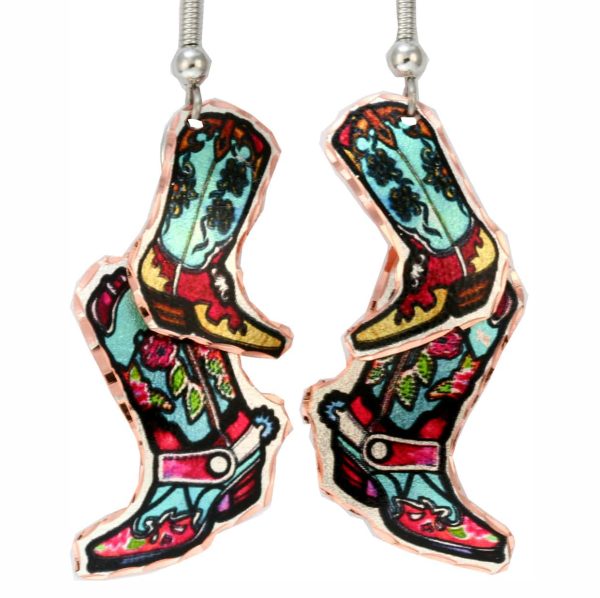 Dangle Cowboy Boots Western Earrings
