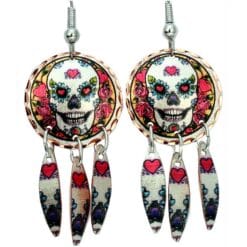 Flowers and Skull Day of the Dead Earrings