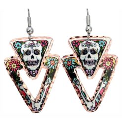 Colorful Triangle Day of the Dead Earrings