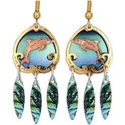 Buy earrings made buy cut out copper with colorful background