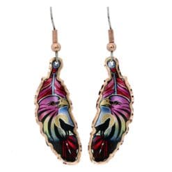 Buy eagle and wolf copper feather earrings best handmade jewelry you can not find anywhere else