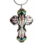 Feathers Artwork Copper Cross Necklace