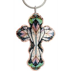 Buy copper feather cross necklaces created from watercolor artwork by Lynn Bean