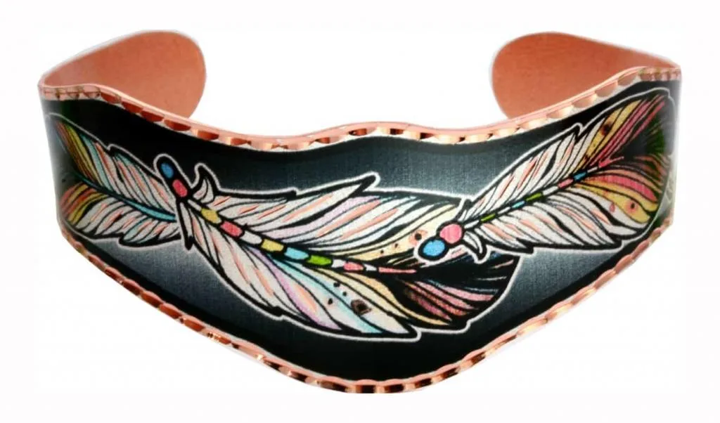 Gorgeous Copper Feather Bracelet, You will be amazed by the quality and originality of our handmade art jewelry