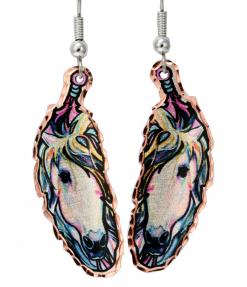 Buy painted pony copper feather earrings will be a great choice for evenings out