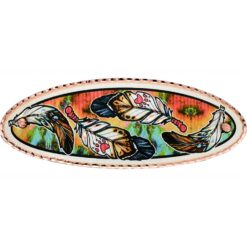 Art jewelry hair clips handmade in colorful feathers artwork