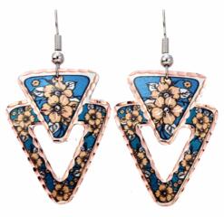 Buy flower earrings with blue color highlights