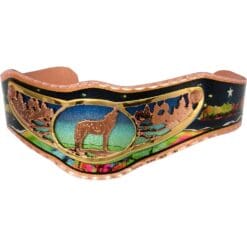 Buy cut out howling wolf bracelet gold and copper plated with colorful copper cuff background