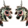 Indian Warhorse Earrings with Beautiful Copper Feather Dangles Indian Warhorse Earrings with Beautiful Copper Feather Dangles