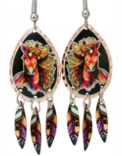 Buy Horse Earrings with Dangle Feathers