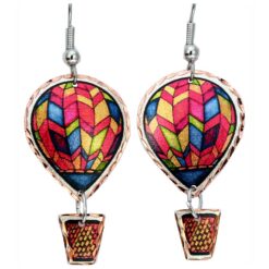 Hot Air Balloon Earrings with Dangle Basket