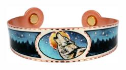 Howling wolf magnetic copper bracelets, pure copper cuff bracelets for arthritis pain therapy