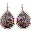 Hummingbird earrings with torch flame painting colors