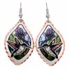 Hummingbird earrings with colorful flowers