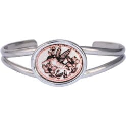 Hummingbird copper artwork decorated silver plated wire bracelets sleek, stylish, and compliments any outfits