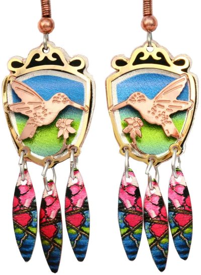Purchase hummingbird earrings cut out gold and copper earrings will be your timeless treasure