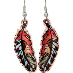 American Indian chief copper feather earrings