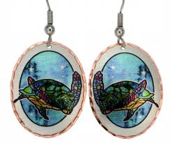 Jo Lynch Whimsical Art Jewelry, Sea Turtle Earrings