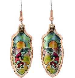 Buy Kokopelli SW Native Copper Feather Earrings