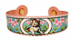 Cute cat solid copper magnetic bracelet, pure copper cuff bracelets for arthritis pain therapy