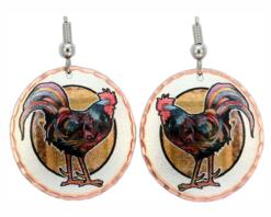 Metallic Rooster Earrings Bob Coonts