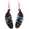 Moose in Northern lights feather earrings handmade from copper in fascinating colors