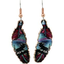 Buy Copper feather moose in Northern lights earrings