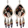 Native Horse Earrings with Dangle Feathers Native Horse Earrings with Dangle Feathers