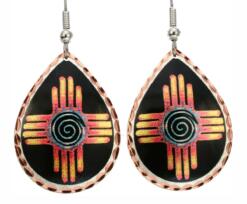 Teardrop Zia Earrings Created in Black Patina Background for a Distinguished Look